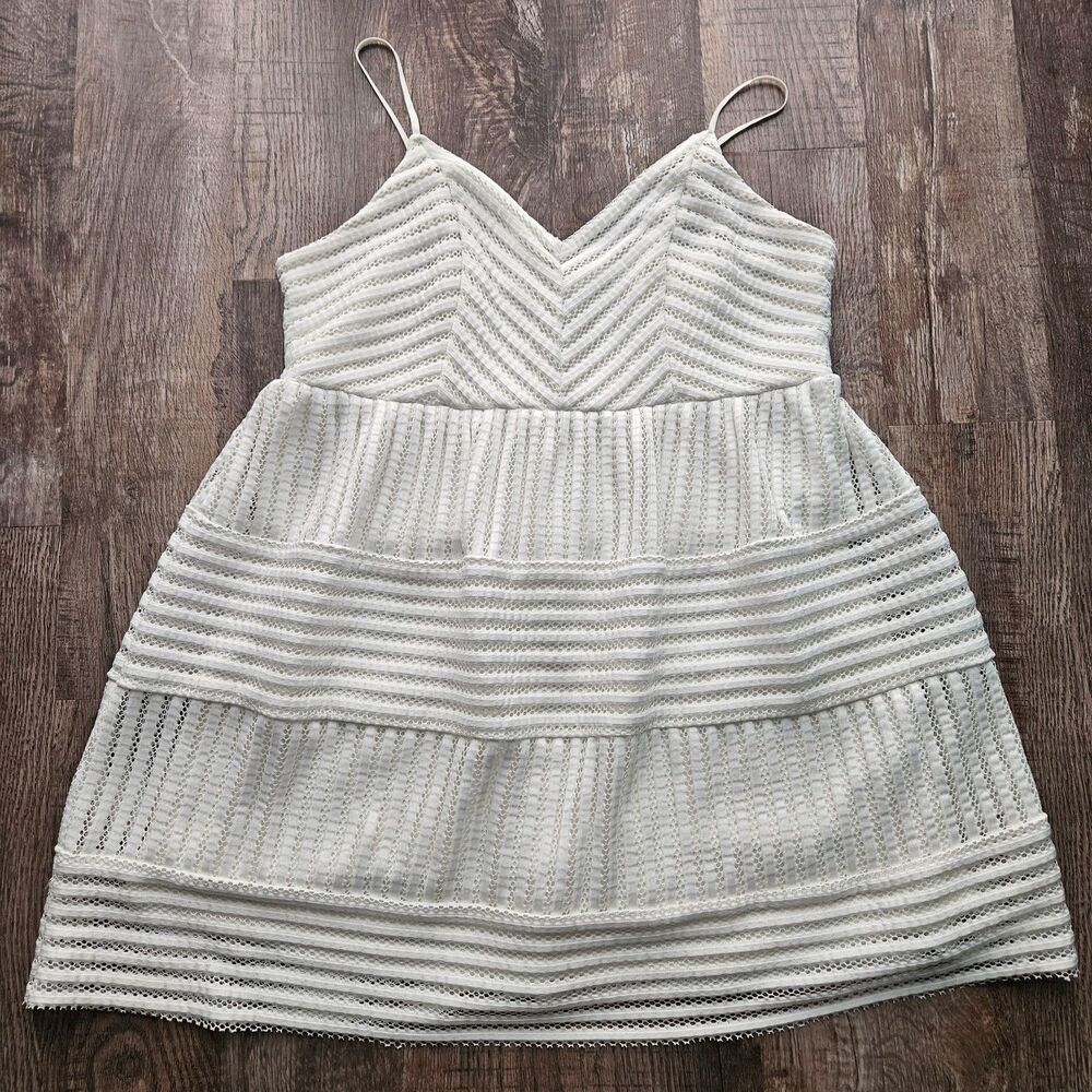 Forever 21 White Stripe Mesh Mini Dress